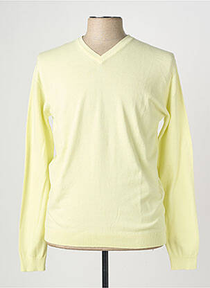 Pull col v manches longues jaune WOOL & CO homme