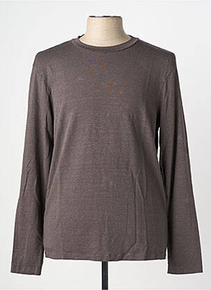 T-shirt coupe cintrée manches longues marron WOOL & CO homme
