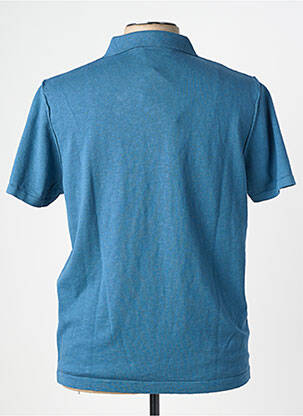 Pull col polo manches courtes bleu WOOL & CO homme