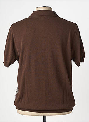 Pull col polo manches courtes marron WOOL & CO homme