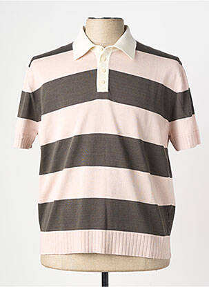 Pull col polo manches courtes rose WOOL & CO homme