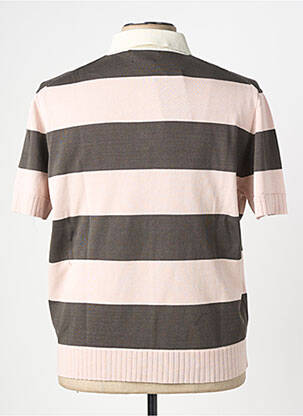Pull col polo manches courtes rose WOOL & CO homme