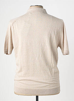 Pull col polo manches courtes beige WOOL & CO homme