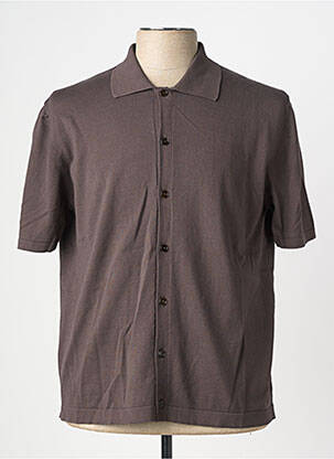 Gilet manches courtes tissage jersey marron WOOL & CO homme