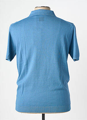 Pull col polo manches courtes bleu WOOL & CO homme
