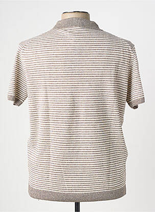 Pull col polo manches courtes beige WOOL & CO homme