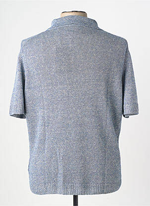 Pull col polo manches courtes bleu WOOL & CO homme