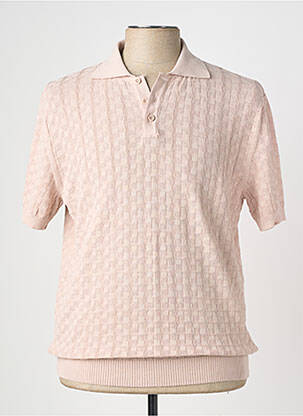 Pull col polo manches courtes rose WOOL & CO homme