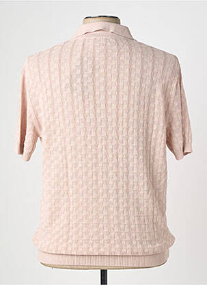 Pull col polo manches courtes rose WOOL & CO homme