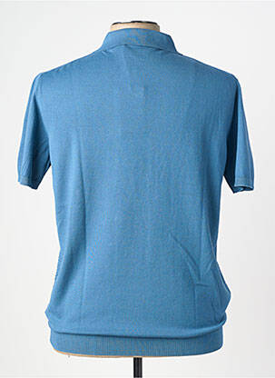Pull col polo manches courtes bleu WOOL & CO homme