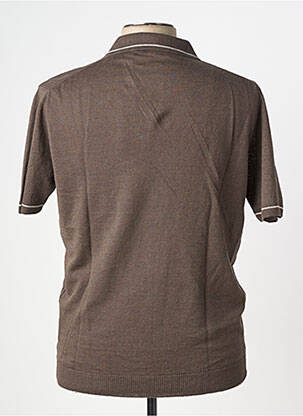 Pull col polo manches courtes marron WOOL & CO homme