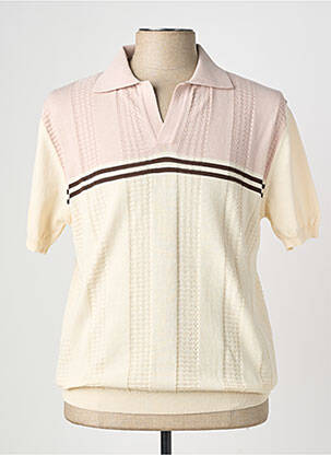Pull col polo manches courtes rose WOOL & CO homme