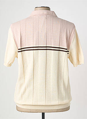 Pull col polo manches courtes rose WOOL & CO homme
