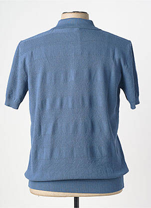 Pull col polo manches courtes bleu WOOL & CO homme