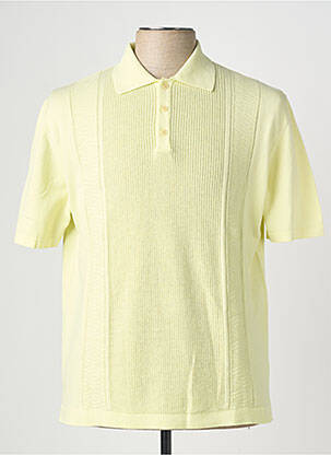 Pull col polo manches courtes jaune WOOL & CO homme