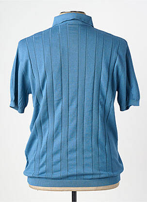 Pull col polo manches courtes bleu WOOL & CO homme