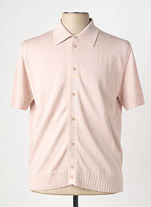 Gilet manches courtes tissage jersey rose WOOL & CO homme