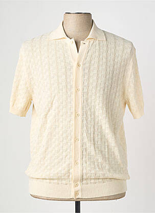 Gilet manches courtes tissage jersey beige WOOL & CO homme