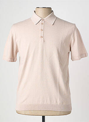 Pull col polo manches courtes rose WOOL & CO homme