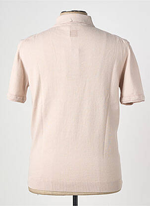 Pull col polo manches courtes rose WOOL & CO homme