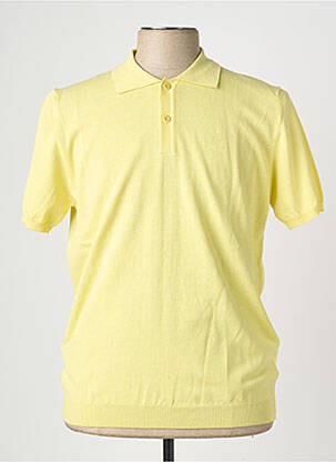 Pull col polo manches courtes jaune WOOL & CO homme