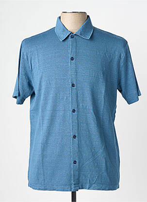 Chemise manches courtes coupe cintrée bleu WOOL & CO homme