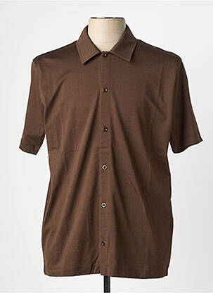 Chemise manches courtes coupe cintrée marron WOOL & CO homme