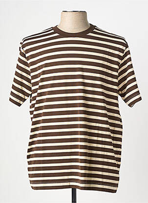 T-shirt coupe cintrée manches courtes marron WOOL & CO homme