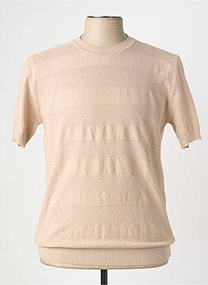 Pull stretch manches courtes beige WOOL & CO homme