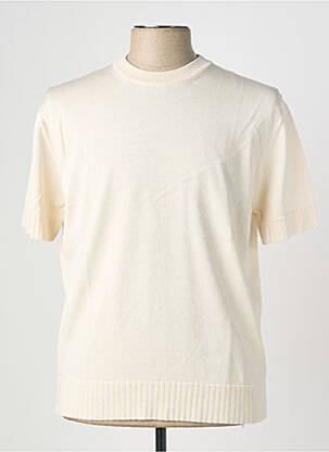Pull stretch manches courtes beige WOOL & CO homme