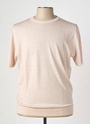 Pull stretch manches courtes rose WOOL & CO homme