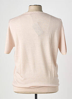 Pull stretch manches courtes rose WOOL & CO homme