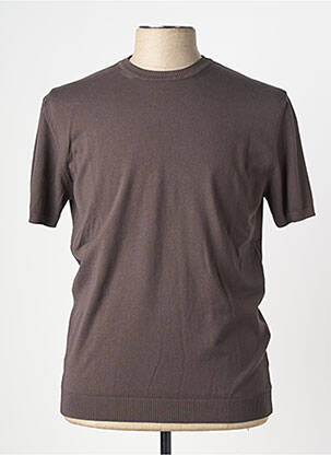 Pull stretch manches courtes marron WOOL & CO homme