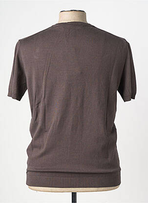 Pull stretch manches courtes marron WOOL & CO homme
