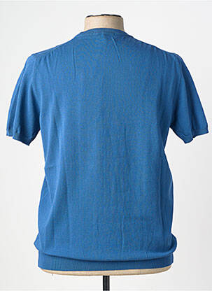 Pull stretch manches courtes bleu WOOL & CO homme