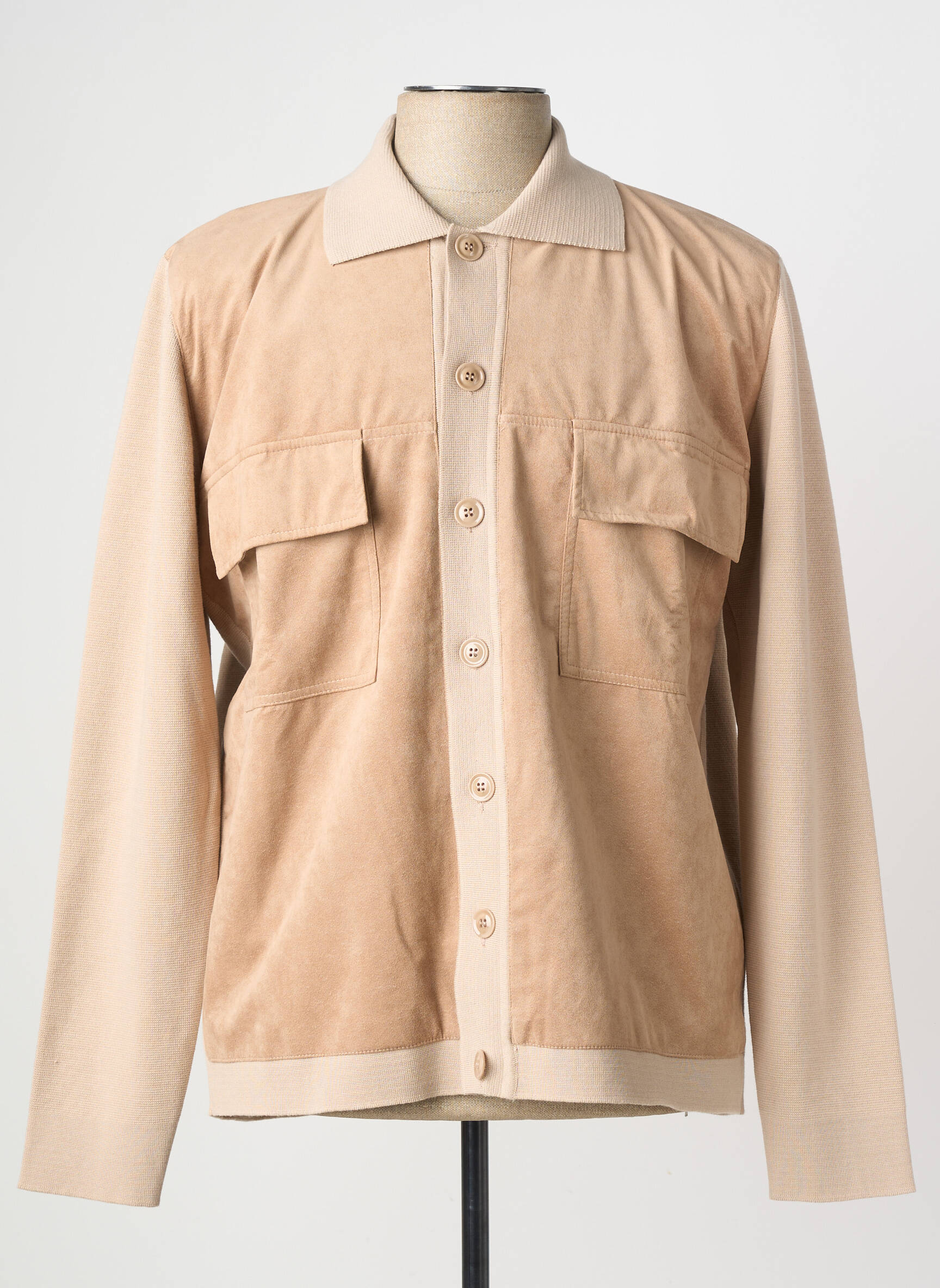 Veste casual fermeture boutonnée sur le devant beige WOOL & CO homme