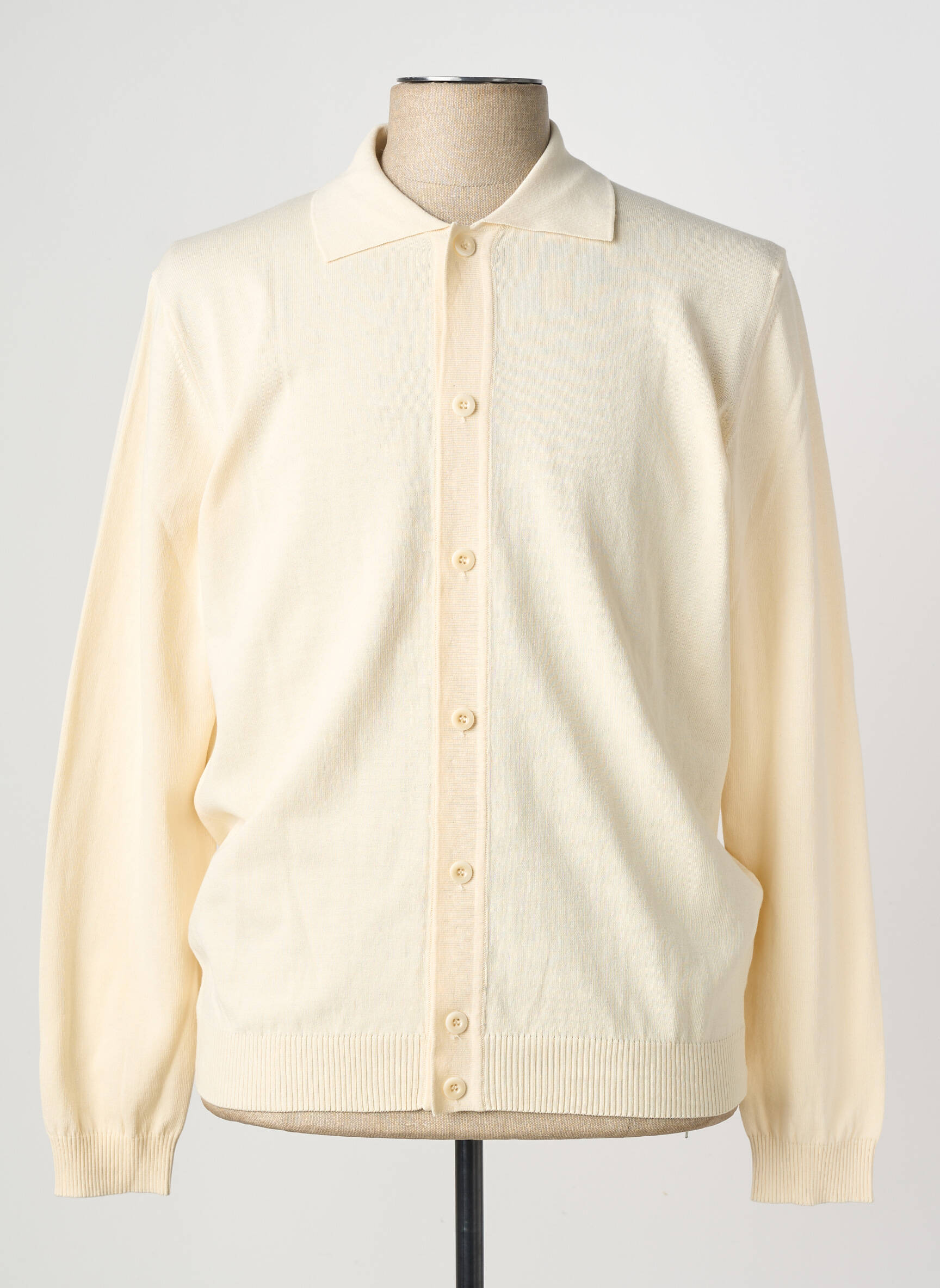 Gilet manches longues fermeture boutonnée sur le devant beige WOOL & CO homme