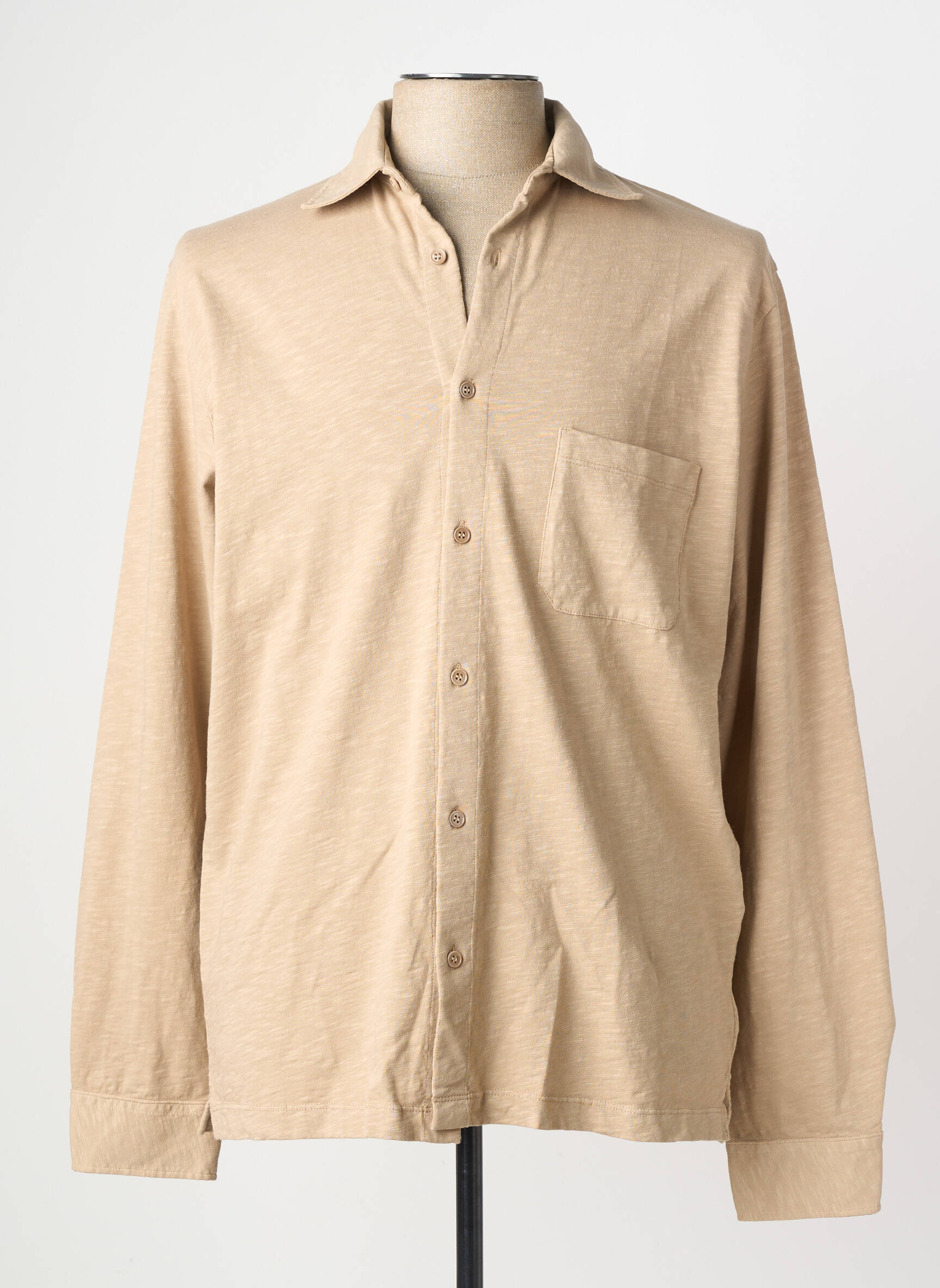 Chemise manches longues coupe cintrée beige WOOL & CO homme