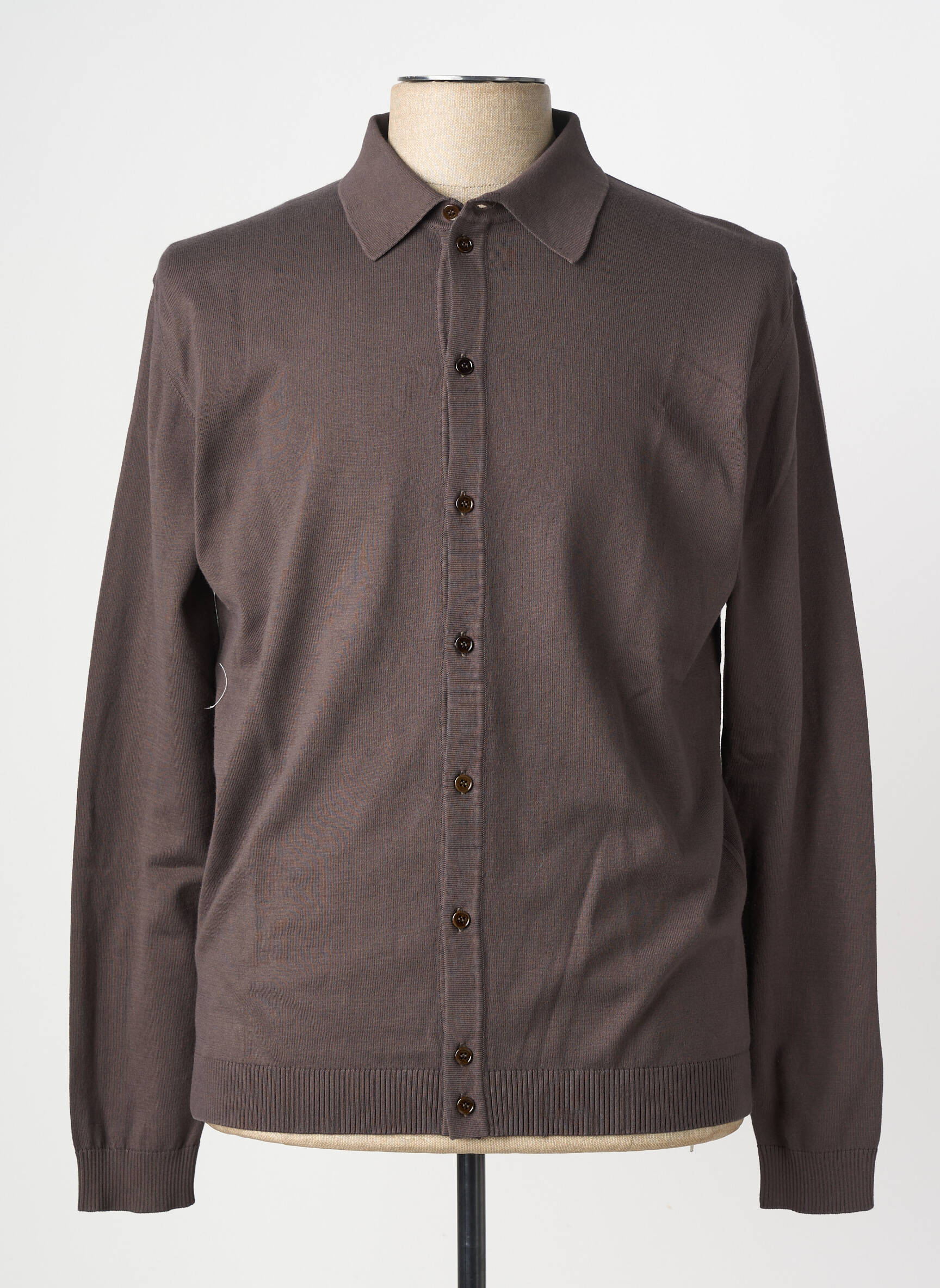 Gilet manches longues fermeture boutonnée sur le devant gris WOOL & CO homme