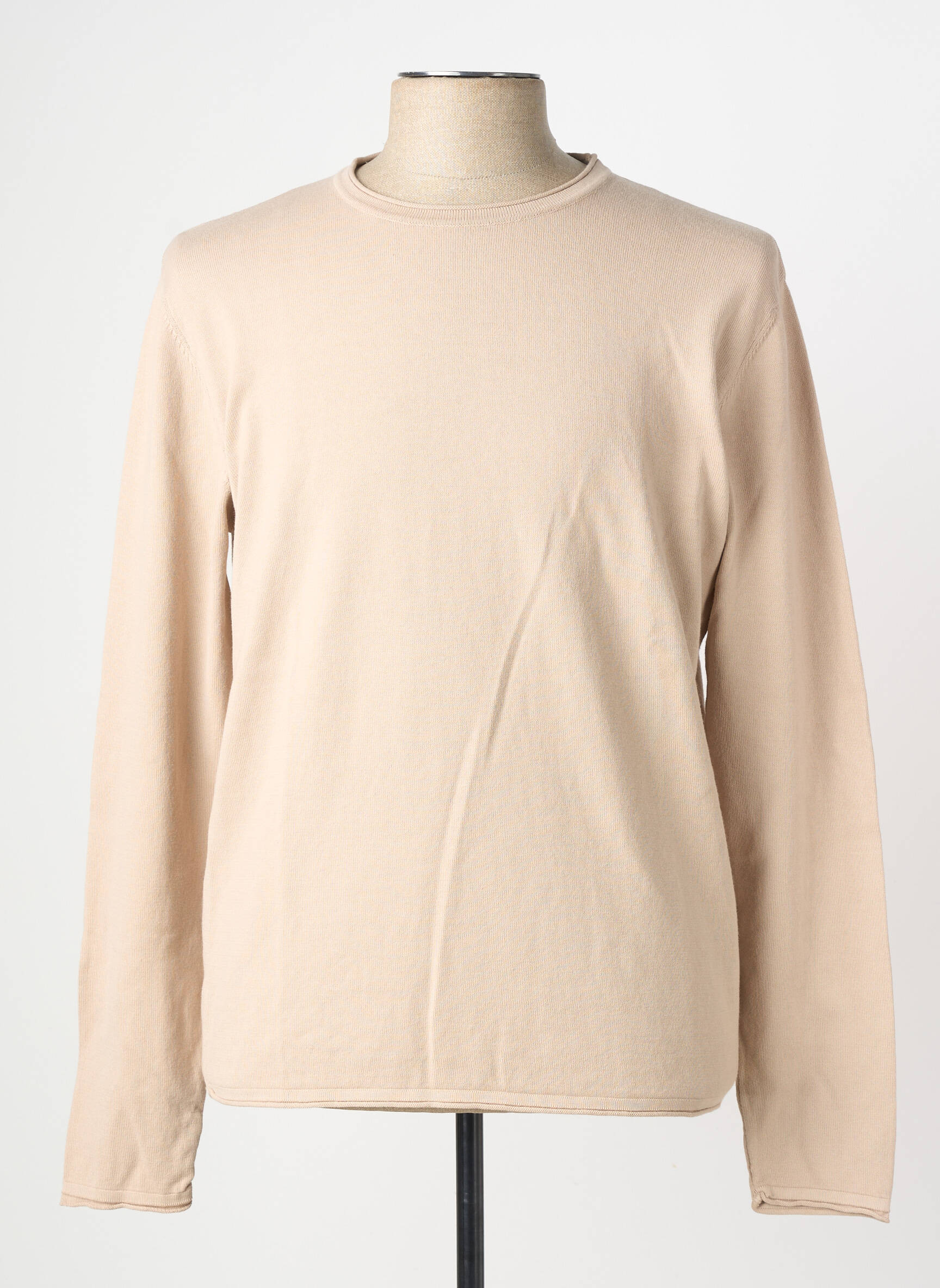 Pull stretch manches longues beige WOOL & CO homme