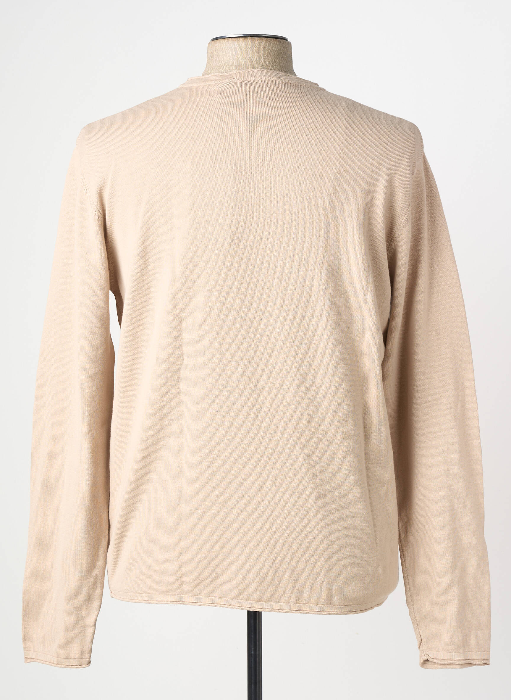 Pull stretch manches longues beige WOOL & CO homme