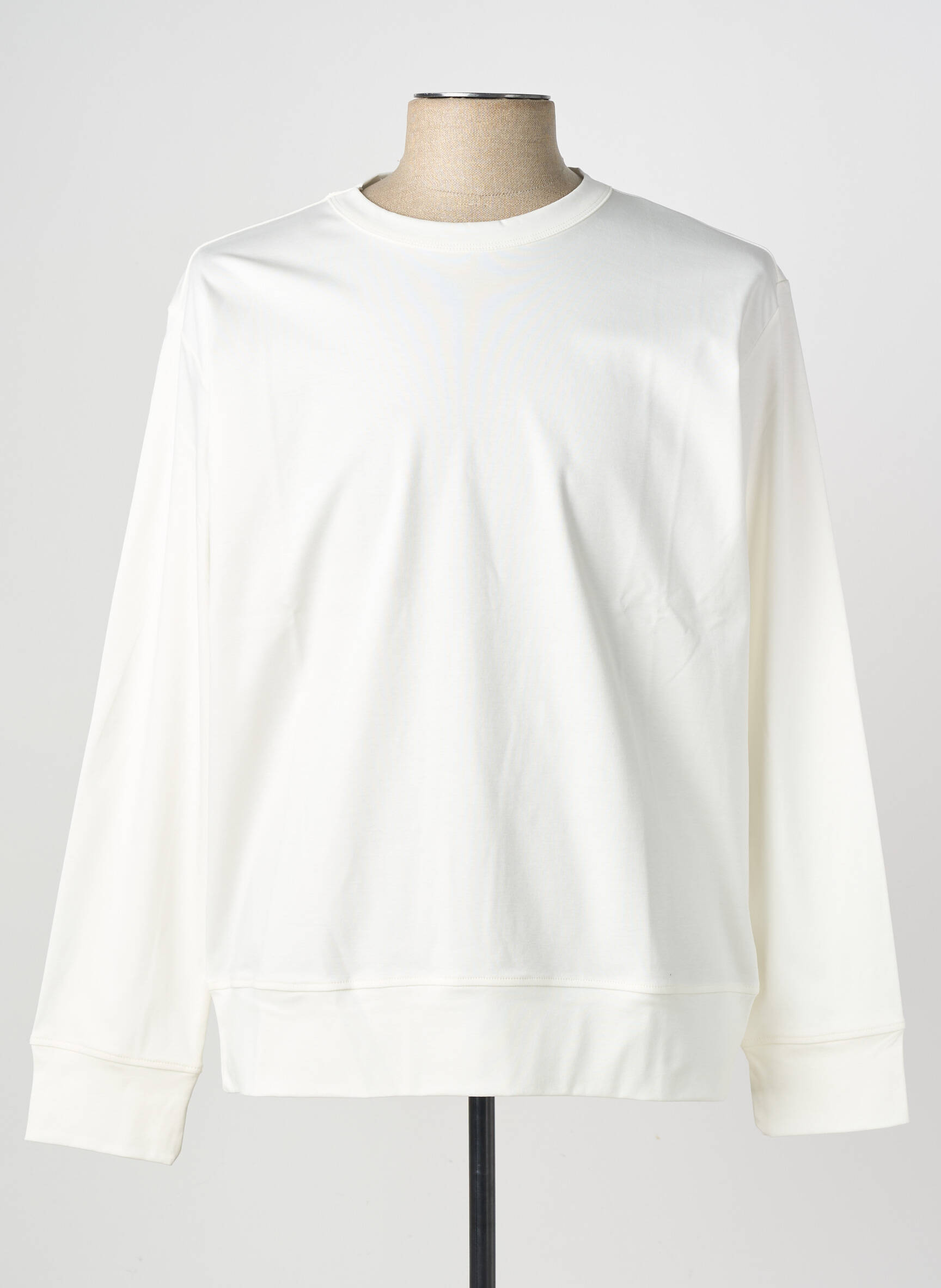 Sweat-shirt stretch manches longues beige WOOL & CO homme