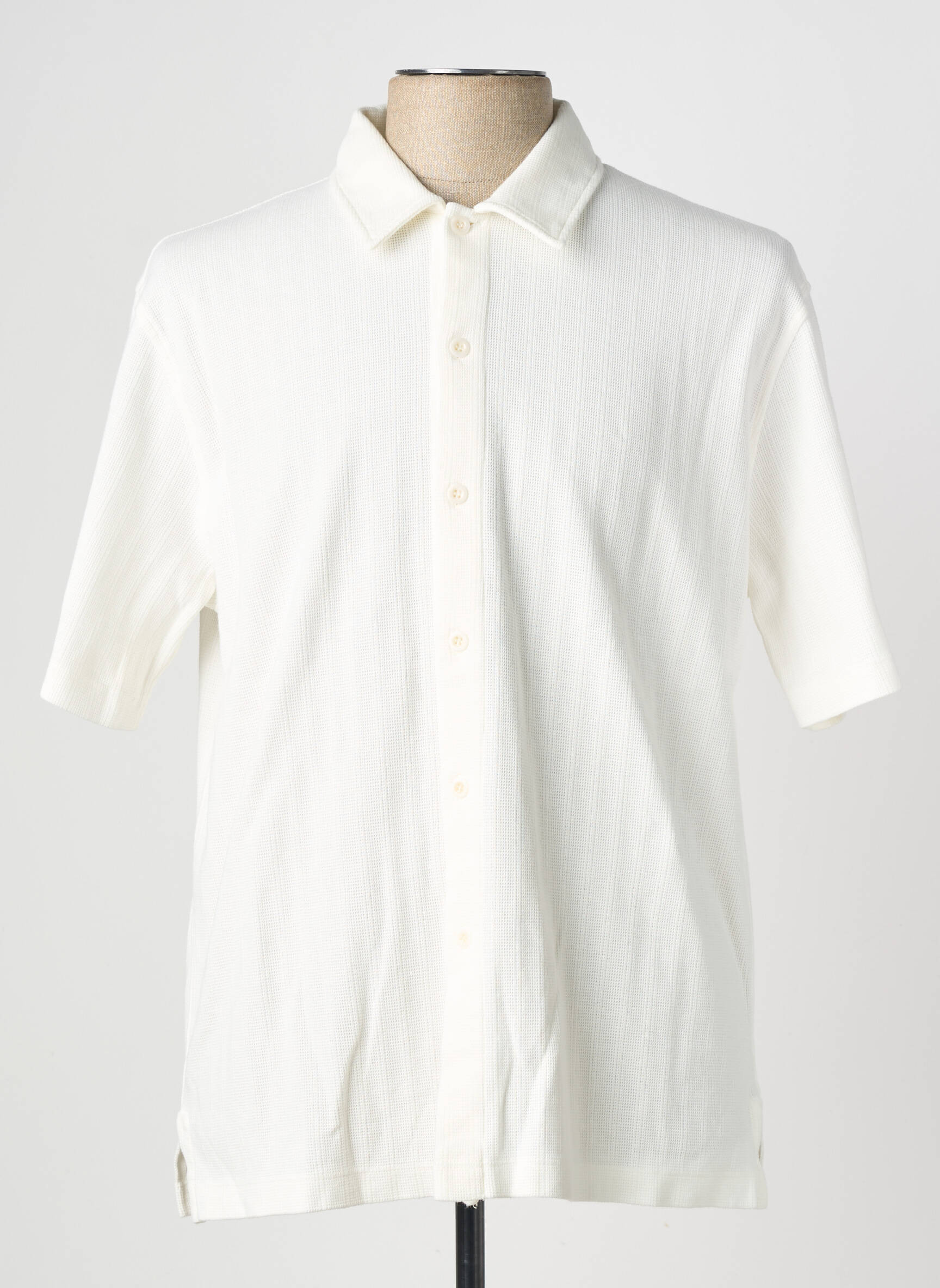 Chemise manches courtes coupe cintrée beige WOOL & CO homme