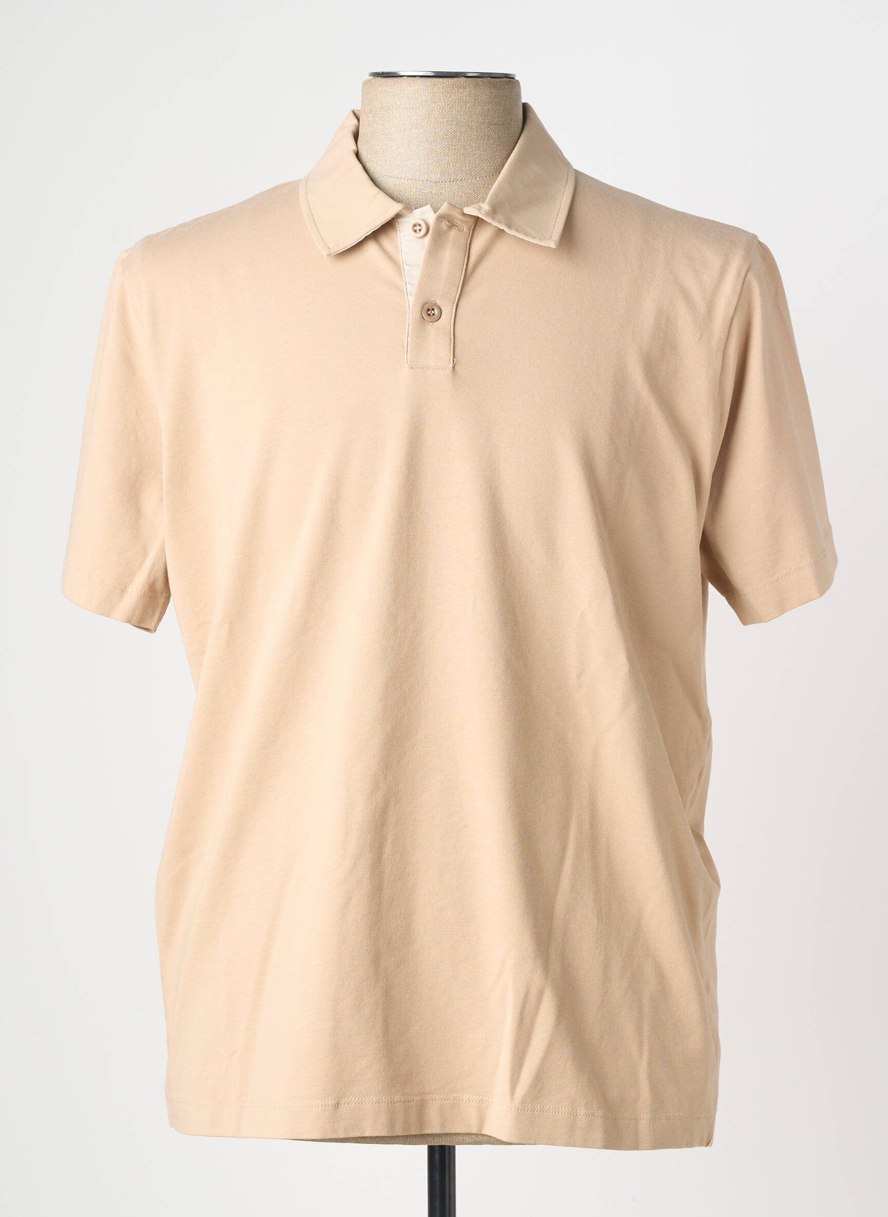 Polo tissage jersey manches courtes beige WOOL & CO homme