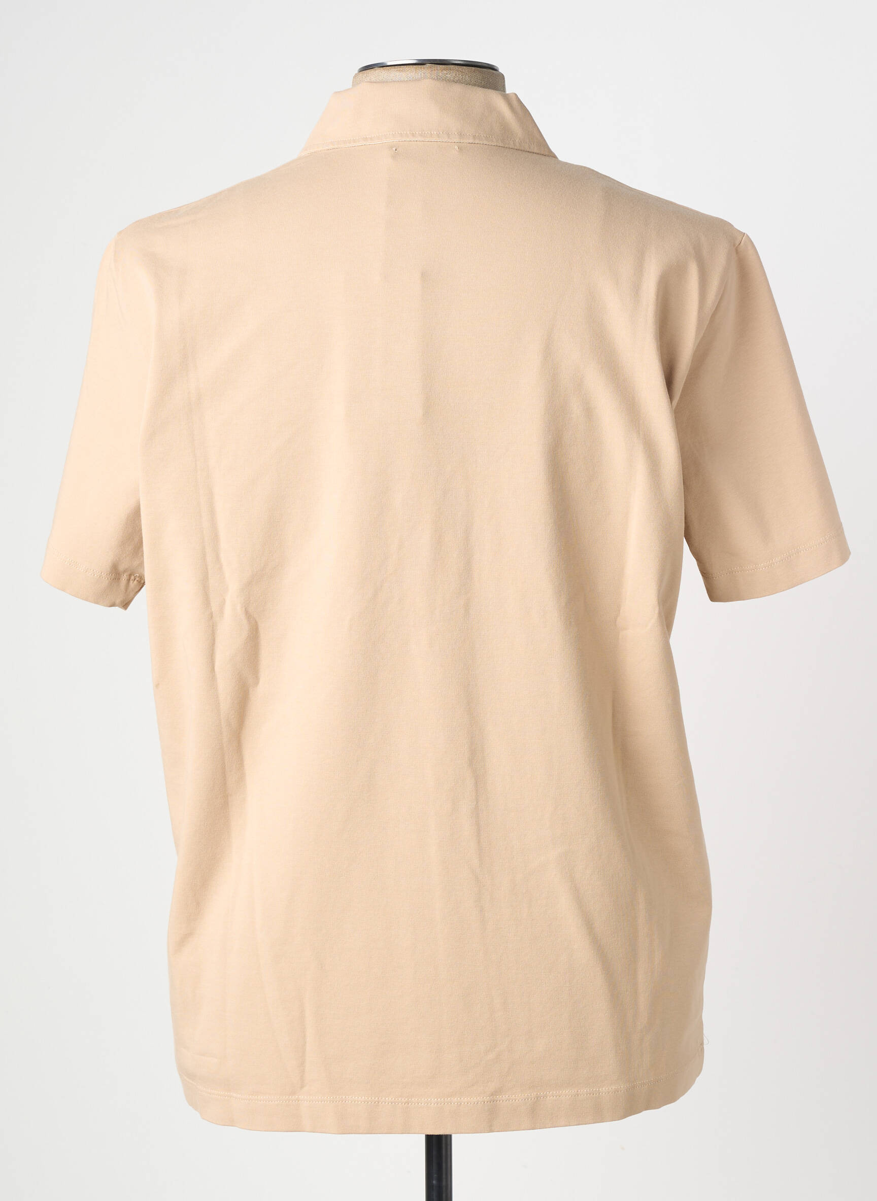 Polo tissage jersey manches courtes beige WOOL & CO homme
