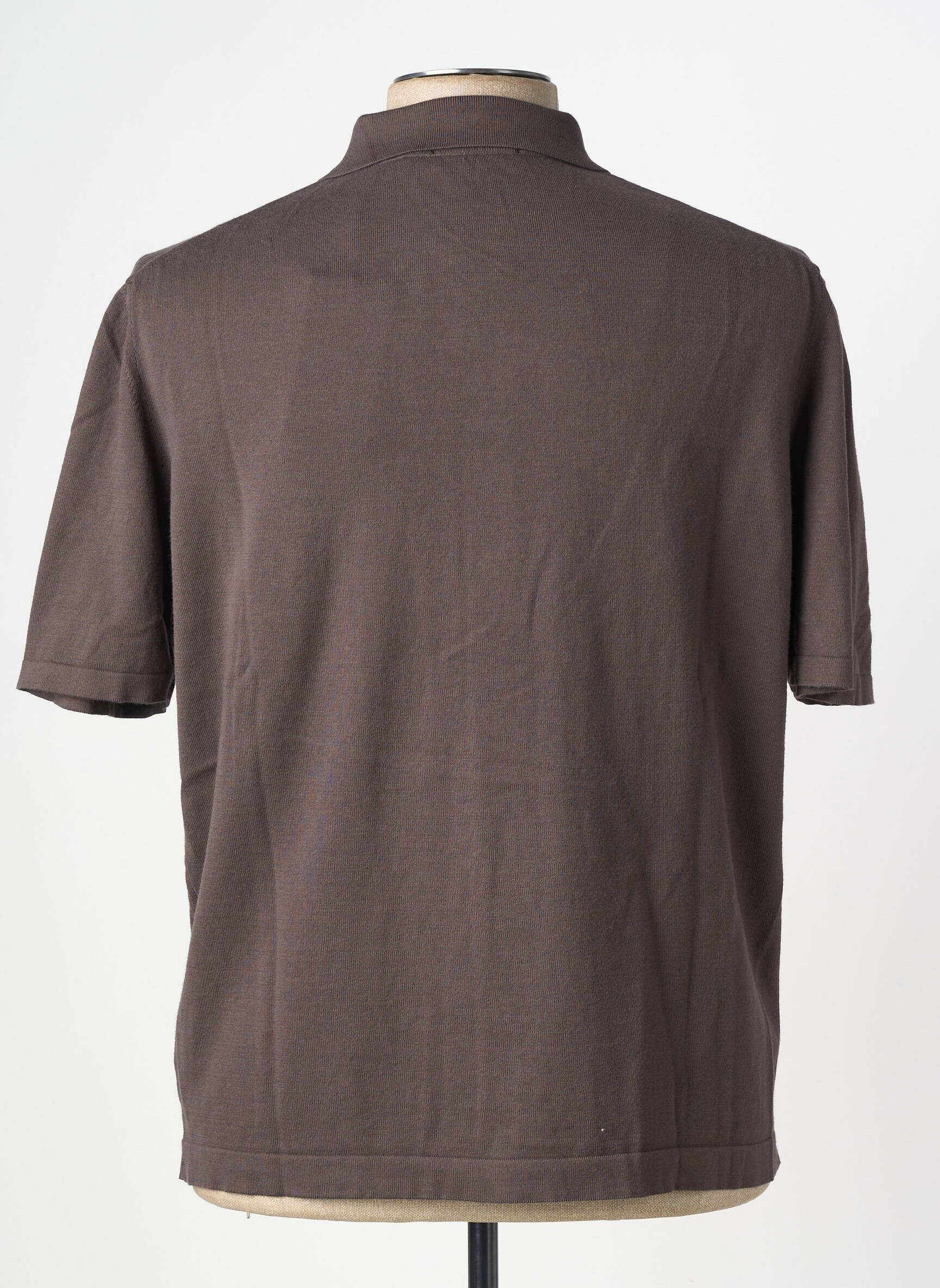 Gilet manches courtes tissage jersey marron WOOL & CO homme