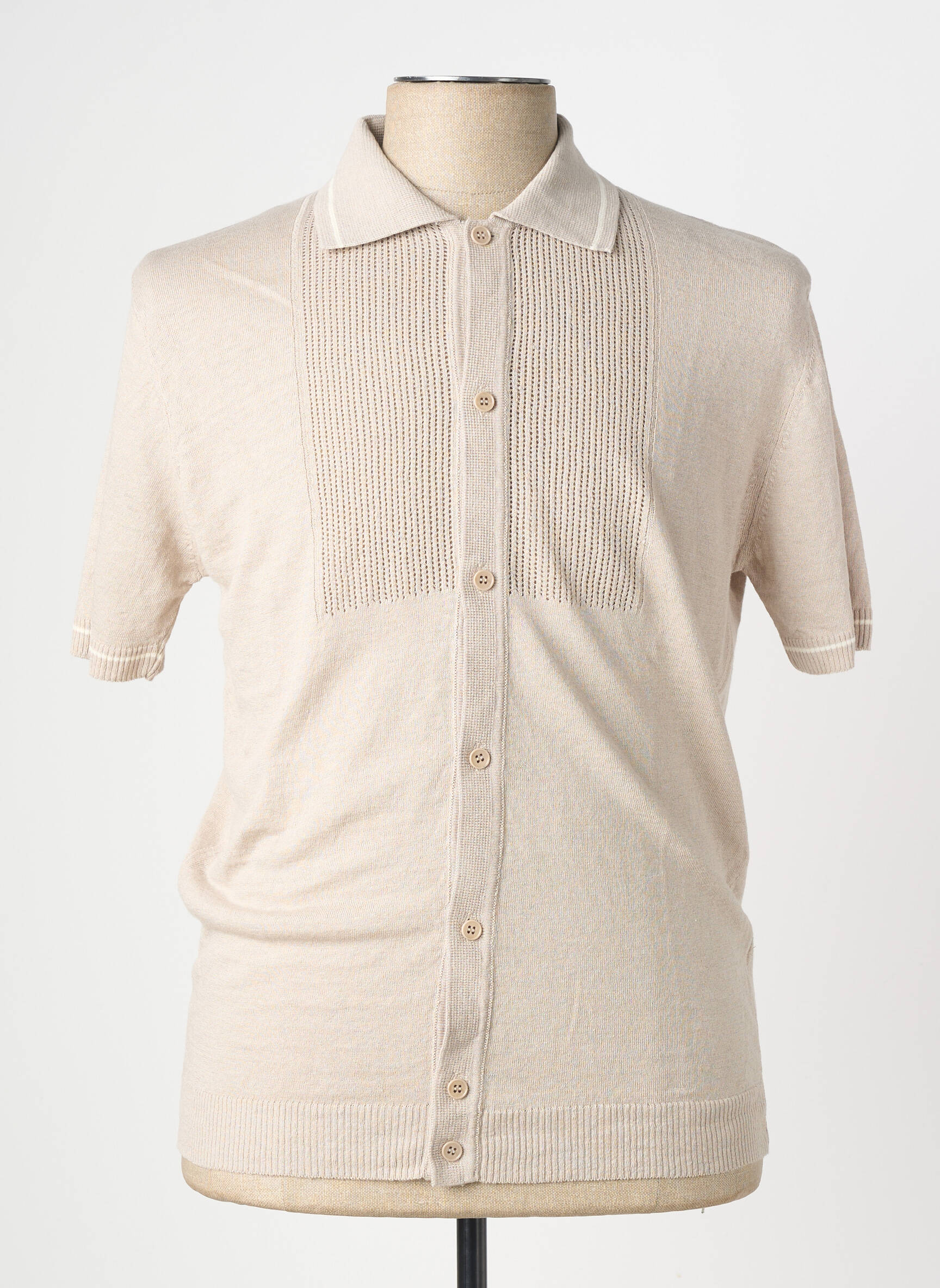 Gilet manches courtes coupe cintrée beige WOOL & CO homme