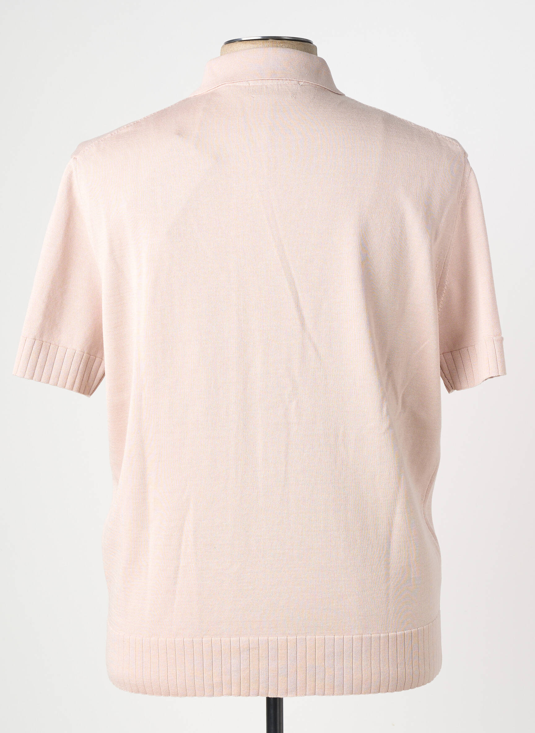 Gilet manches courtes tissage jersey rose WOOL & CO homme