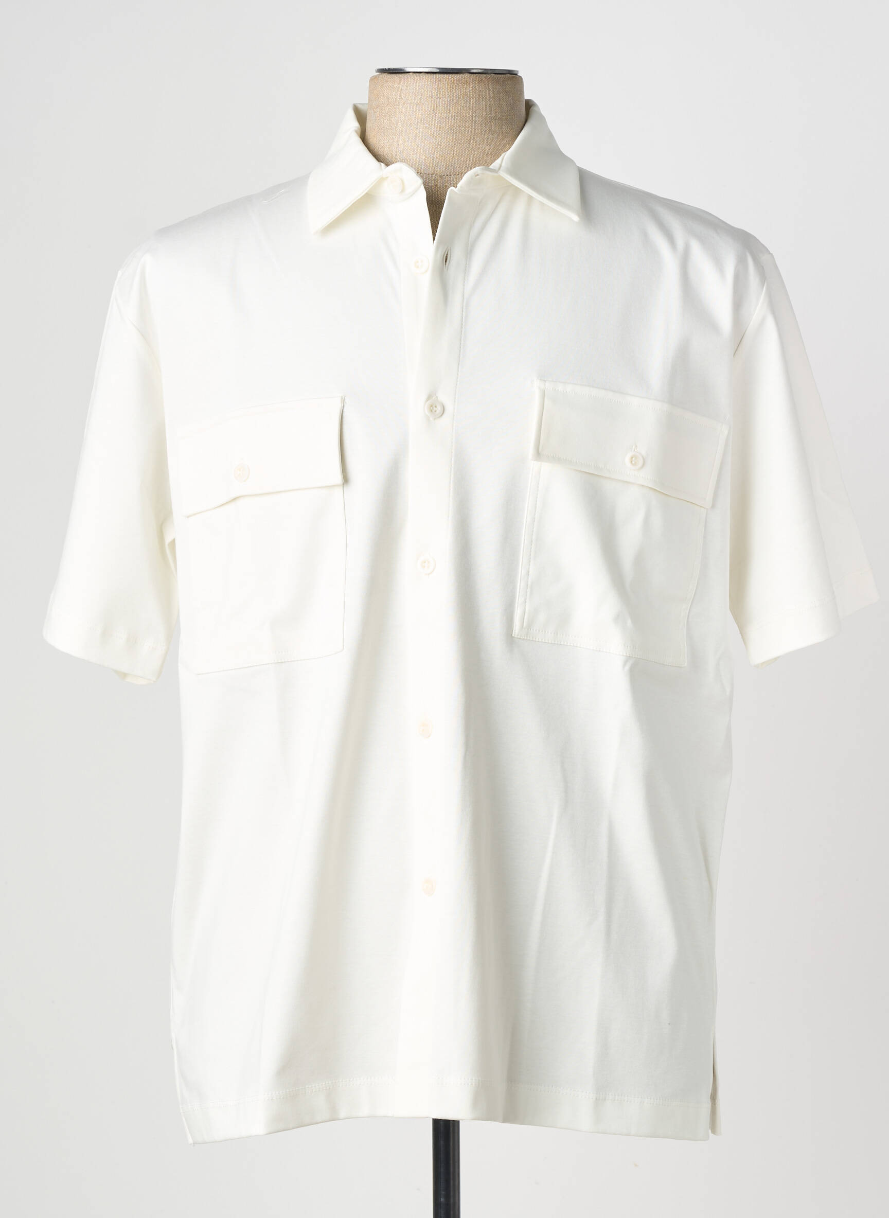 Chemise manches courtes poches beige WOOL & CO homme