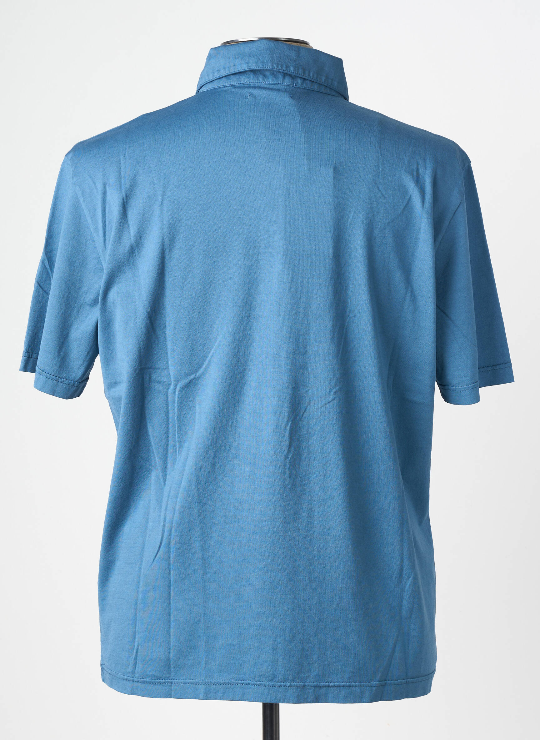 Polo tissage jersey manches courtes bleu WOOL & CO homme